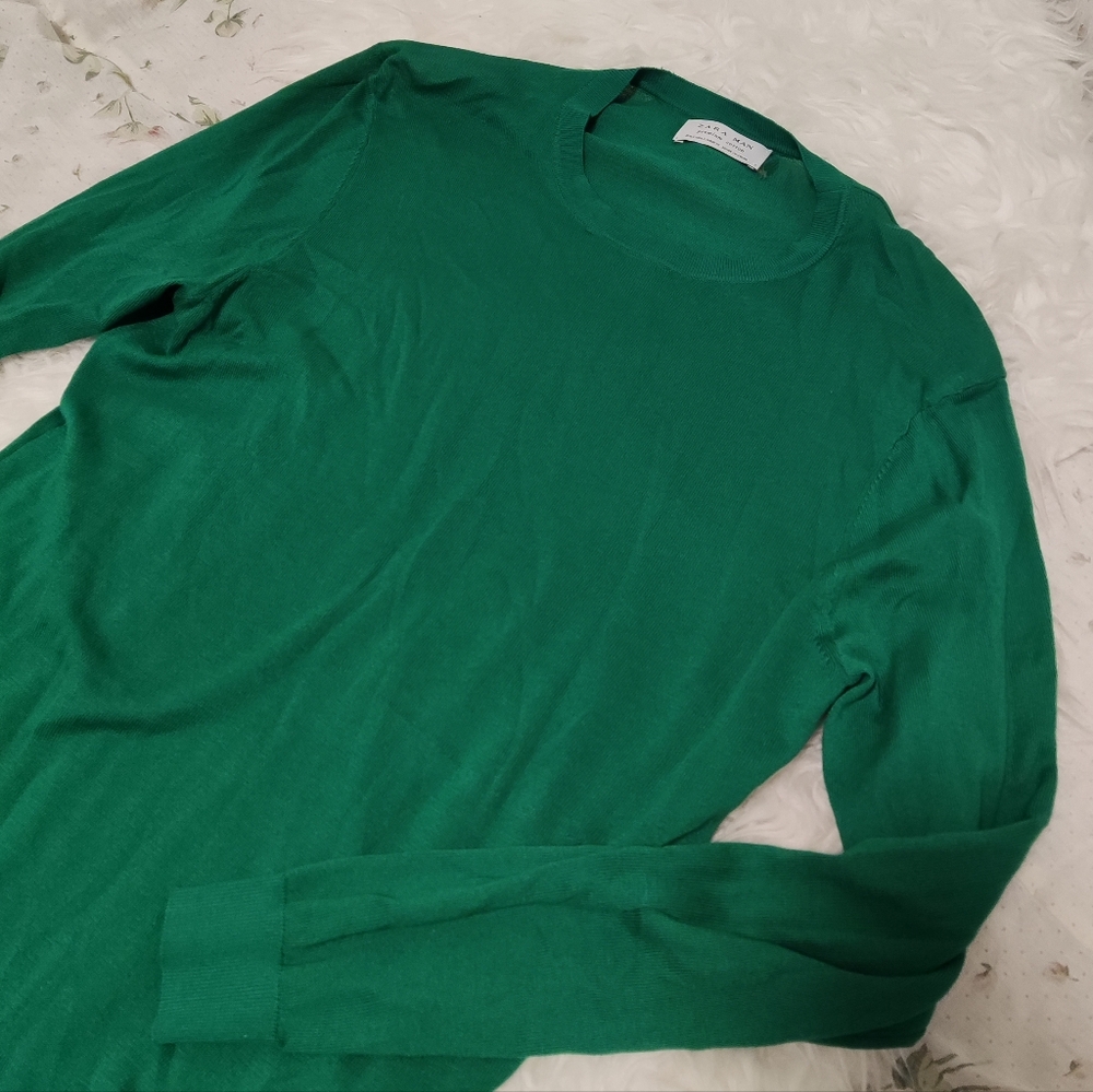 Zara man green long sleeve sweater
